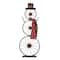 Glitzhome® 34" Metal Bike Wheel Snowman with Plaid Scarf Porch Décor